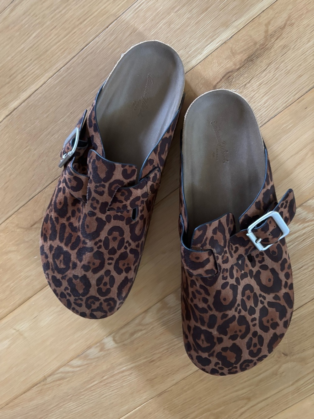 Universal Thread Leopard Print Buckle Clogs in Brown and Black
